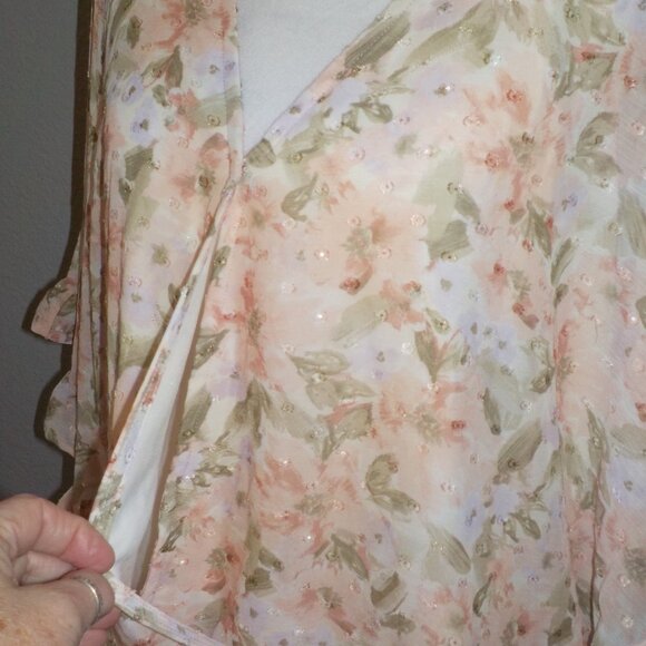 DAYTRIP FOR BUCKLE MS SIZE X-LARGE FLORAL PRINT CHIFFON SWISS DOT BLOUSE - Picture 9 of 10